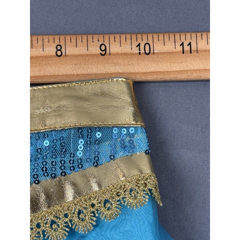 DISNEY PRINCESS JASMINE SEQUIN TEAL HAREM PANTS HALLOWEEN‎ COSTUME - Picture 5 of 15
